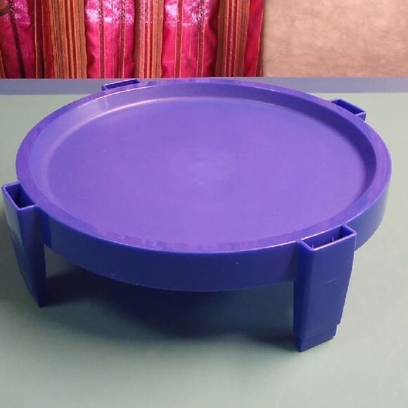 Vintage Tupperware 1866-2 Blue Plastic Stackable Pie Stand Cottagecore - Picture 1 of 5